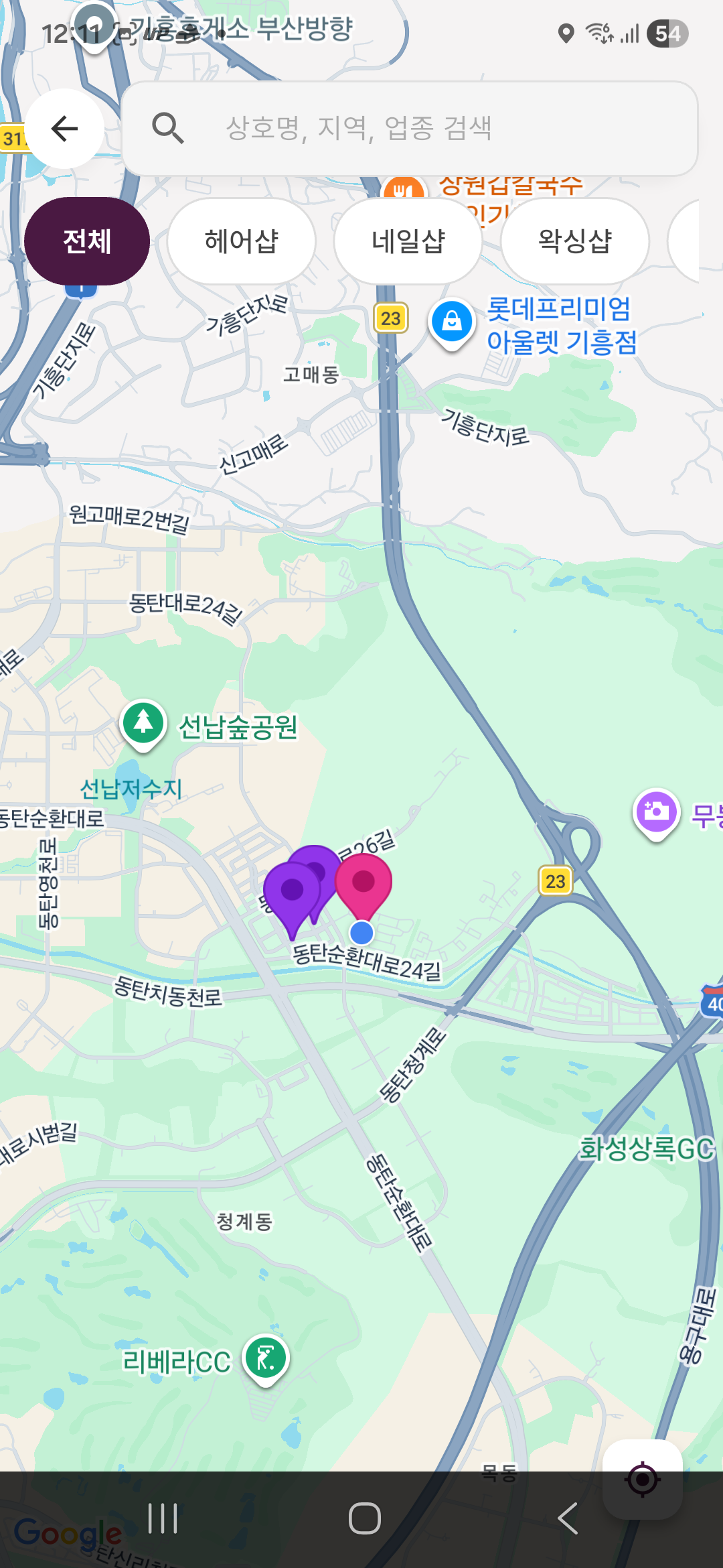 살롱지도 — Google Maps 기반 업종별 색상 핀